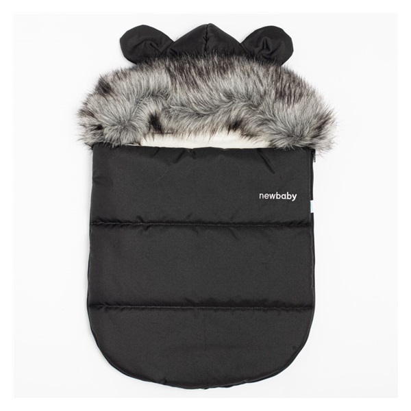 Luksusowy zimowy śpiworek z kapturem z uszkami New Baby Alex Polar black