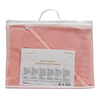 Okrycie kąpielowe frotte z kapturkiem New Baby Comfortably 100x100 cm pink