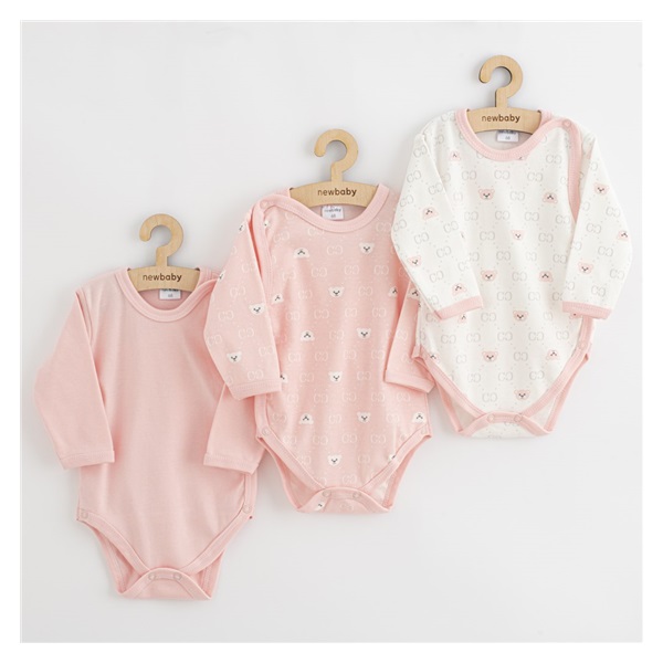 Niemowlęce całorozpinane body New Baby Classic II Dziewczynka 3szt różowe