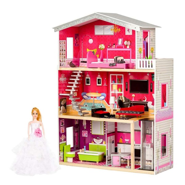 Drewniany domek dla lalek - Rezydencja Malibu ECOTOYS