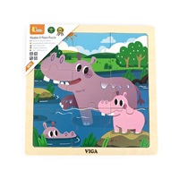 Pierwsze puzzle maluszka Viga 9 szt hipopotam