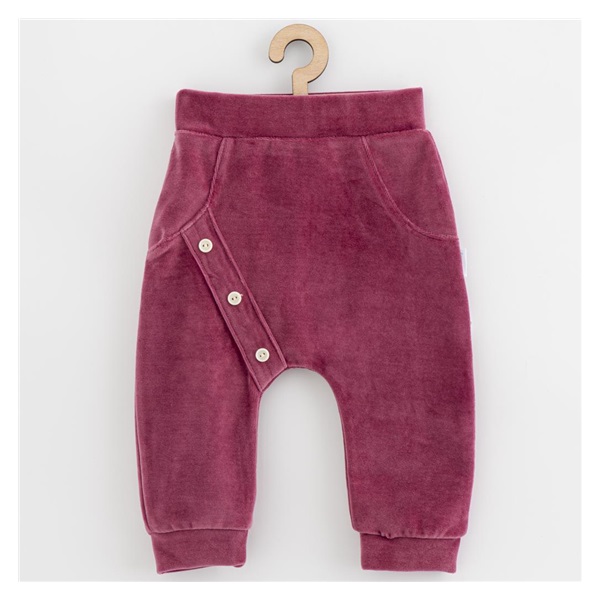 Niemowlęce welurowe spodnie New Baby Suede clothes różowo fioletowy