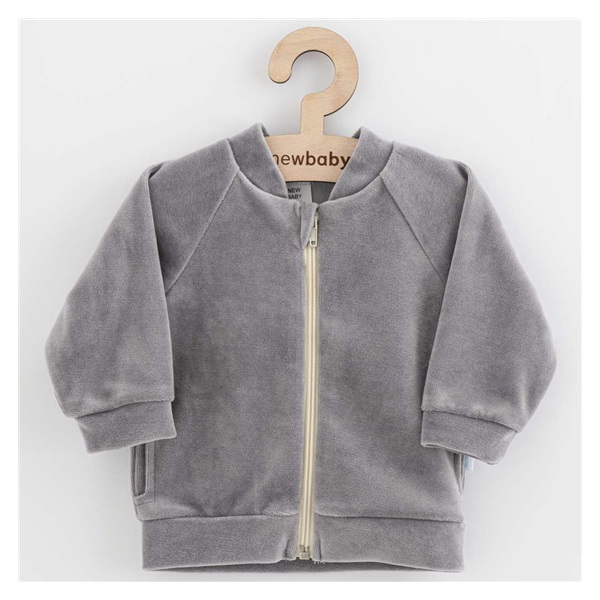 Niemowlęca bluza welurowa New Baby Suede clothes szara