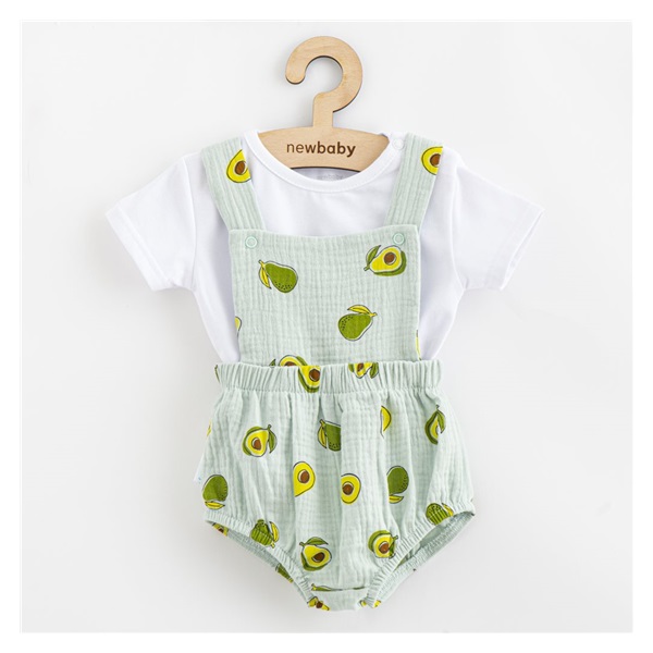 Muślinowy komplecik dla niemowląt Szorty i Koszulka New Baby Avocado