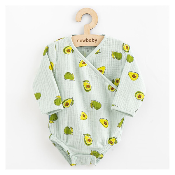 Niemowlęce muślinowe body z bocznym wiązaniem New Baby Avocado