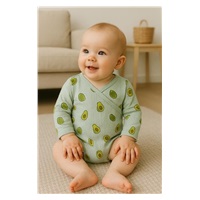 Niemowlęce muślinowe body z bocznym wiązaniem New Baby Avocado