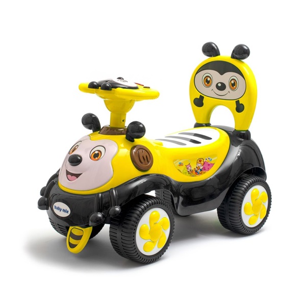 Dziecięcy jeździk z dźwiękiem Baby Mix Happy Bee żółty
