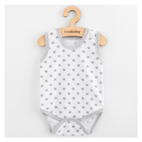 Niemowlęce body bez rękawów New Baby Classic gwiazdki szare chłopiec