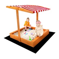 Piaskownica dla dzieci drewniana z daszkiem Baby Mix 120x120 cm czerwono biała