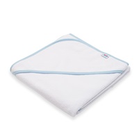 Okrycie kąpielowe frotte z kapturkiem New Baby BASIC 80x80 biało-niebieskie