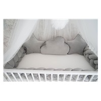 Velvetowy zestaw do łóżeczka ochraniacz + poduszki Belisima grey