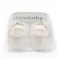 Niemowlęce paputki satynowe New Baby Ivory Flowers 0-3 m