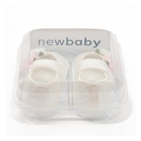 Niemowlęce paputki satynowe New Baby Ivory Flowers 12-18 m