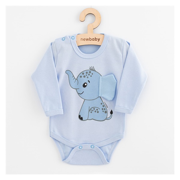 Body niemowlęce z długim rękawem New Baby Happy Elephant blue