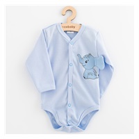 Całkowicie rozpinane body niemowlęce z długim rękawem New Baby Happy Elephant blue