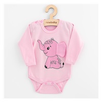Body niemowlęce z długim rękawem New Baby Happy Elephant pink