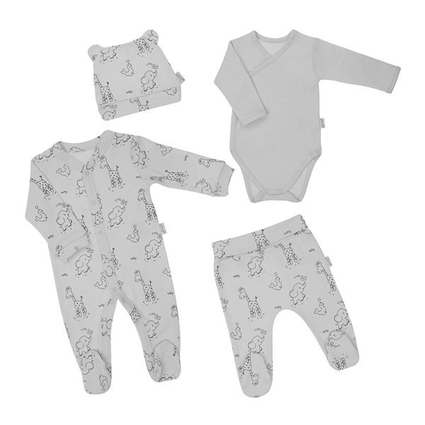 Wyprawka dla noworodka Nicol Baby Animals szary