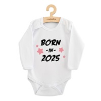 Dziecięce body z nadrukiem New Baby BORN IN 2025 pink