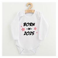 Dziecięce body z nadrukiem New Baby BORN IN 2025 pink