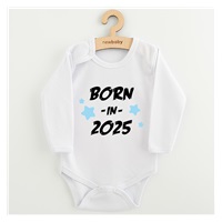 Dziecięce body z nadrukiem New Baby BORN IN 2025 blue