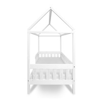 Dziecięce łóżko domek z barierką i stelażem New Baby CASTELLO 160x80 cm białe