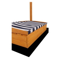 Piaskownica drewniana z ławeczkami i daszkiem zamykana Baby Mix 120x120 cm niebiesko biała