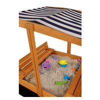 Piaskownica drewniana z ławeczkami i daszkiem zamykana Baby Mix 120x120 cm niebiesko biała