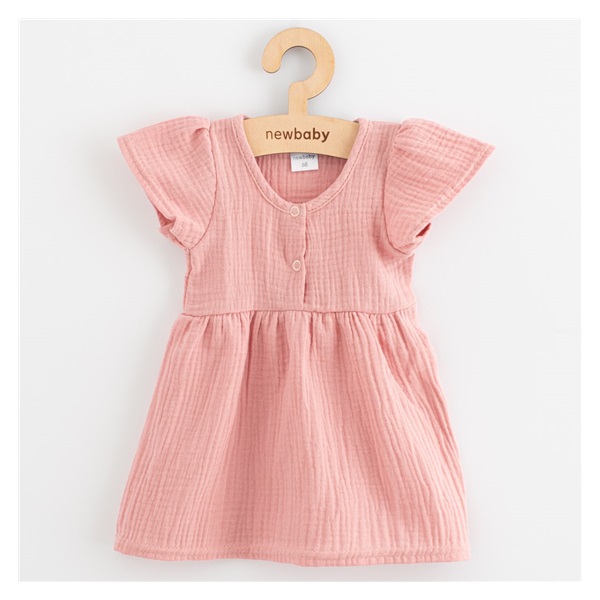 Niemowlęca muślinowa sukienka New Baby pink
