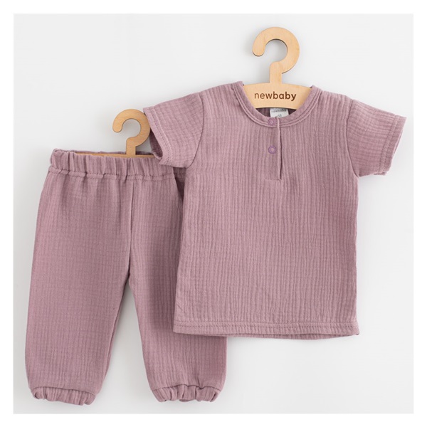 Dziecięcy muślinowy zestaw koszulka i spodnie New Baby lavender