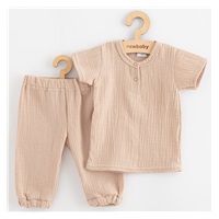 Dziecięcy muślinowy zestaw koszulka i spodnie New Baby beige