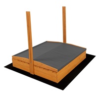 Piaskownica drewniana z ławeczkami i daszkiem zamykana Baby Mix 120x120 cm szara