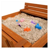 Piaskownica drewniana z ławeczkami i daszkiem zamykana Baby Mix 120x120 cm szara