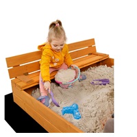 Piaskownica drewniana z ławeczkami i daszkiem zamykana Baby Mix 120x120 cm szara