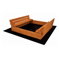 Piaskownica drewniana z ławeczkami i daszkiem zamykana Baby Mix 120x120 cm szara