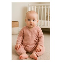 Niemowlęcy muślinowy pajac New Baby pink