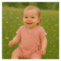 Niemowlęcy letni muślinowy pajac New Baby pink