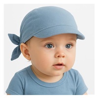 Letnia muślinowa chustka dziecięca z daszkiem New Baby blue