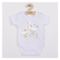 Body dziecięce z nadrukiem New Baby Gąski -  krótki rękaw