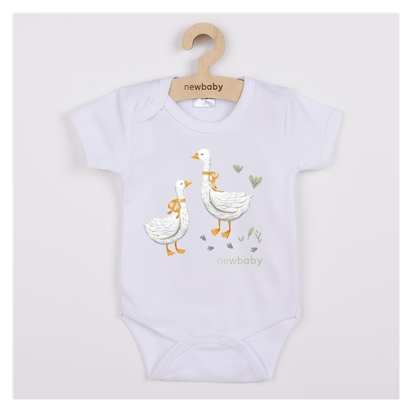 Body dziecięce z nadrukiem New Baby Gąski - krótki rękaw