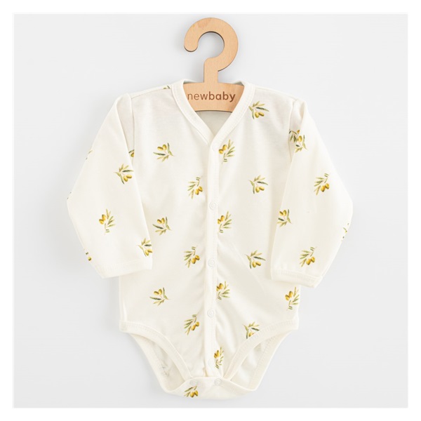 Niemowlęce body rozpinane długi rękaw z organicznej bawełny New Baby Oliwki