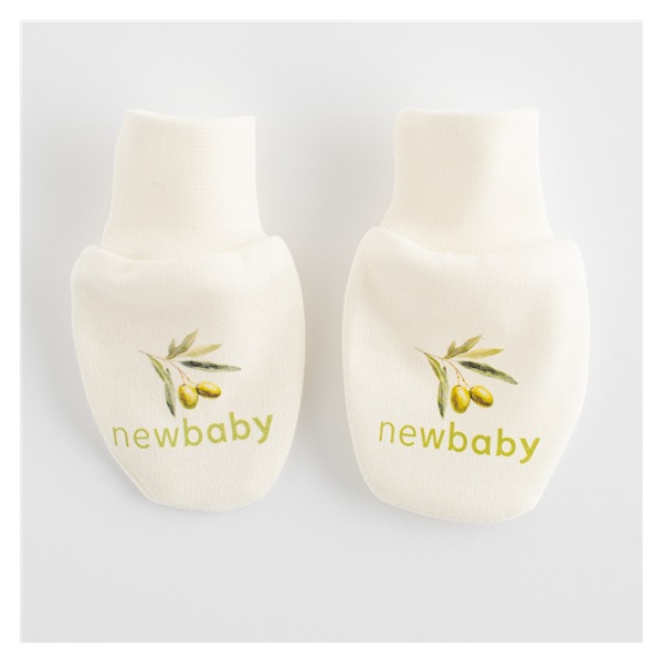 Rękawiczki niemowlęce z bawełny organicznej New Baby Oliwki
