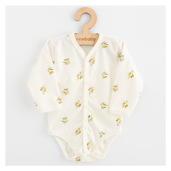 Niemowlęce body rozpinane długi rękaw z organicznej bawełny New Baby Oliwki