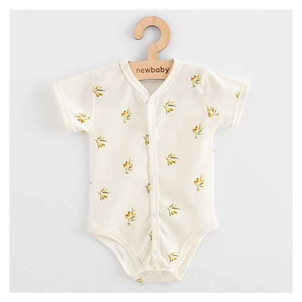 Niemowlęce body rozpinane krótki rękaw z organicznej bawełny New Baby Oliwki