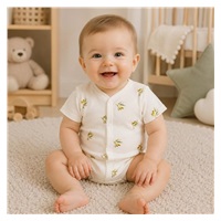 Niemowlęce body rozpinane krótki rękaw z organicznej bawełny New Baby Oliwki