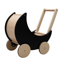 Drewniany wózek, chodzik dla dzieci 2w1 Montessori Baby Mix czarny