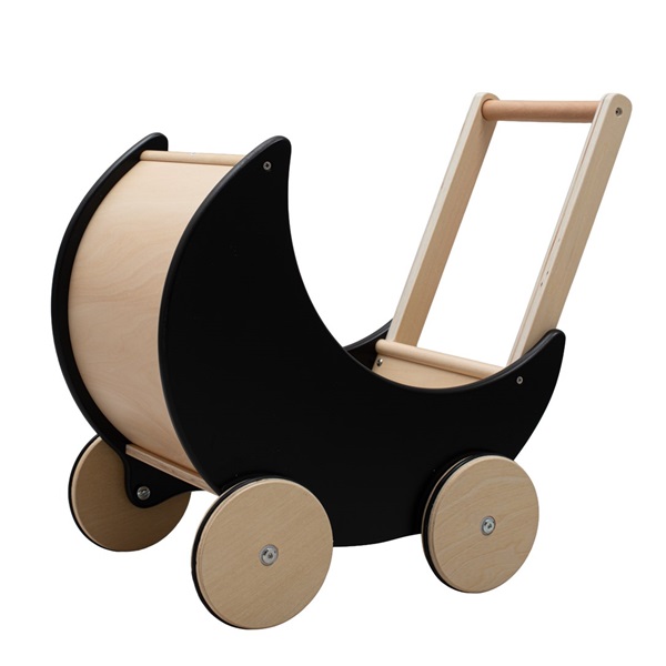 Drewniany wózek, chodzik dla dzieci 2w1 Montessori Baby Mix czarny