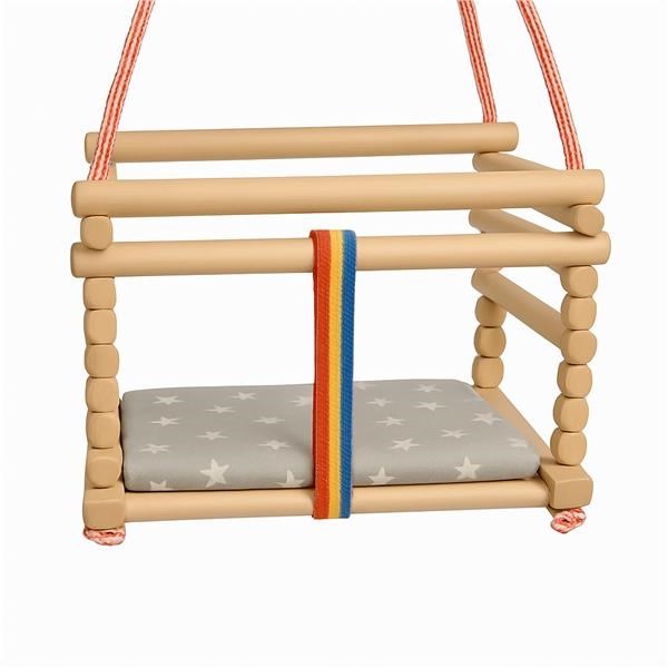Huśtawka dla dzieci bukowa Baby Mix naturalna + podusia