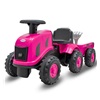 Dziecięce jeździdełko traktor z przyczepą i narzędziami Baby Mix Benny różowy