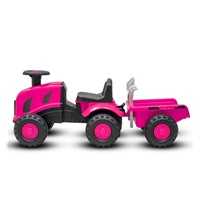Dziecięce jeździdełko traktor z przyczepą i narzędziami Baby Mix Benny różowy