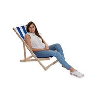 Leżak ogrodowy plażowy składany Baby Mix niebiesko-biały